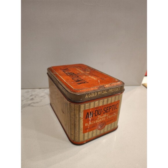 Vintage An-Du-Septic Dustless Blackboard Crayon Tin Gold Medal Product - Picture 4 of 16